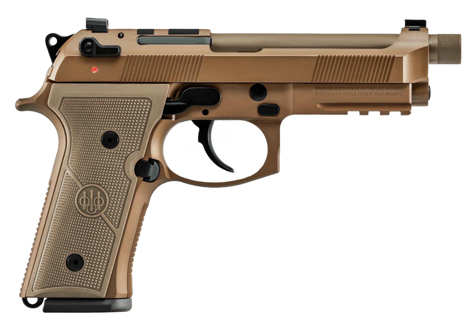 Beretta USA JS92QM9A4G M9A4 Centurion 9mm Luger 5.10" Barrel 10+1, Flat Dark Earth Cerakote Frame, Serrated Steel Optic Cut Slide, Polymer Grip & Decocker Safety