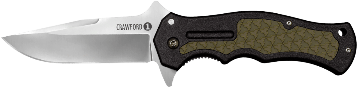 Cold Steel CS20MWC Crawford 1 3.50" Folding Plain 4034 Stainless Steel Blade/Black w/OD Green Traction Inlays GRN Handle Includes Pocket Clip