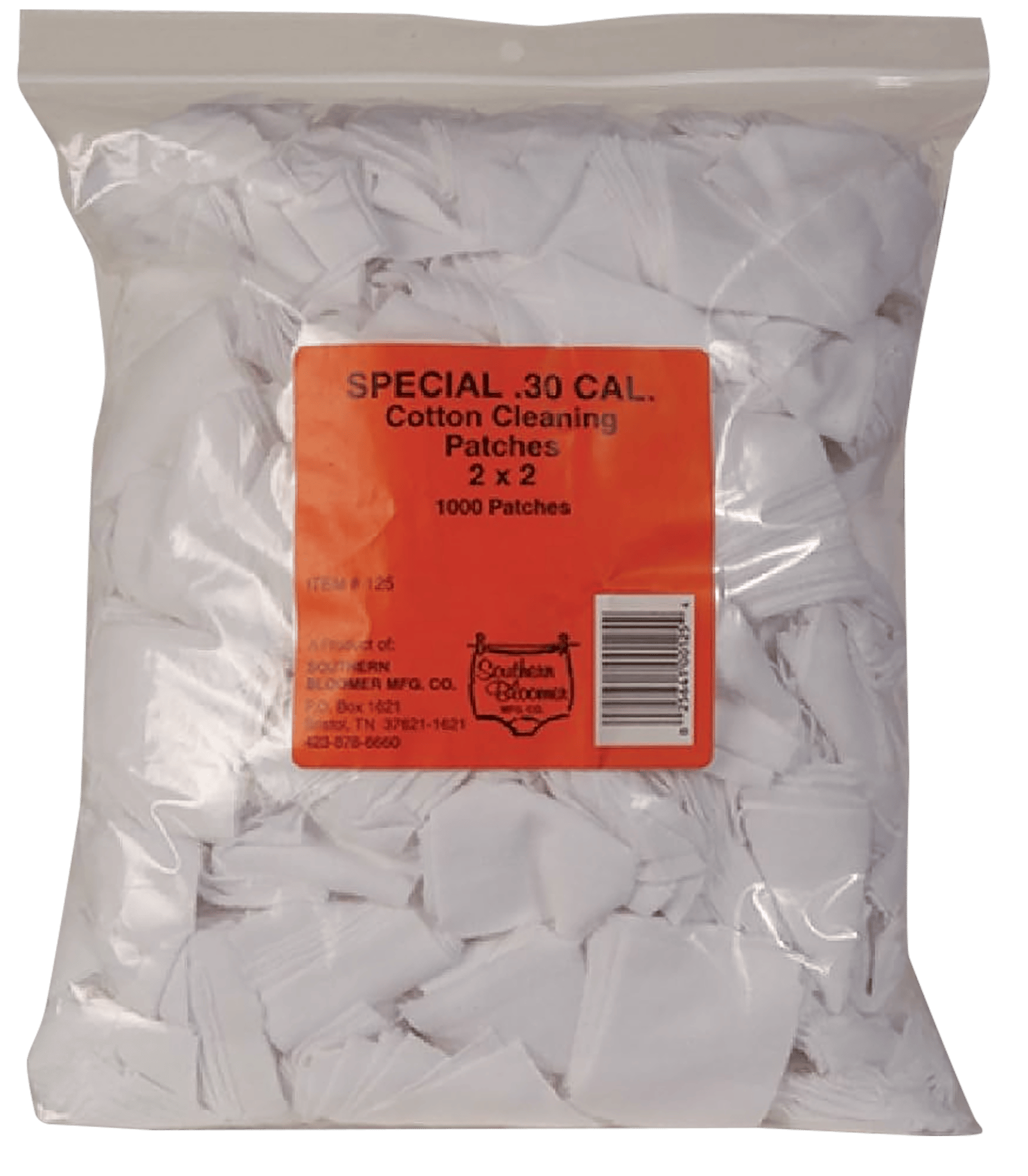 Southern Bloomer 125 Cleaning Patches  30 Cal Cotton 1000 Per Bag