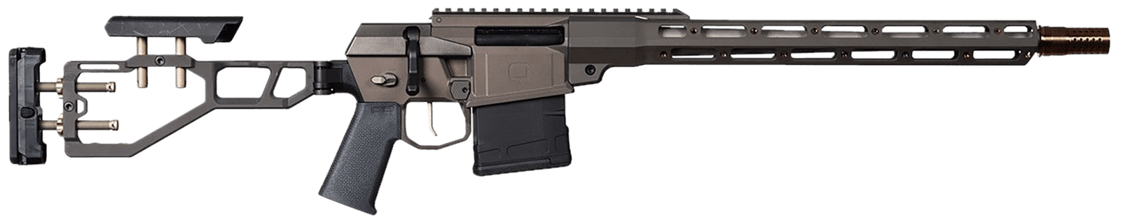 Q LLC FIX8616INRIFLEBLK The Fix  8.6 Blackout 10+1 16" Tapered Threaded Barrel, Gray, Fully Adj. Folding Stock, Magpul K Grip, 15" Q-Sert Handgaurd, AR-10/SR-25 Mag, Cherry Bomb Brake, Ambi Controls