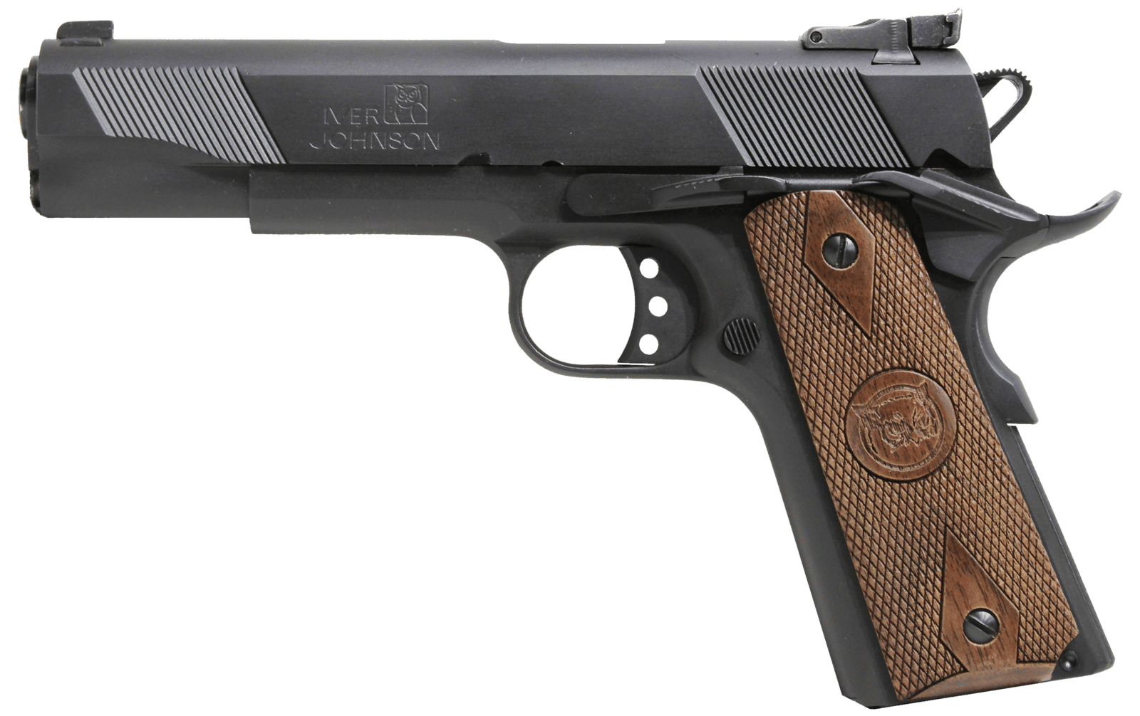 Iver Johnson Arms EAGLE9 Eagle  9mm Luger 9+1 5" Black Steel Barrel, Matte Blued Serrated Steel Slide & Frame w/Beavertail, Dymondwood Walnut Grip