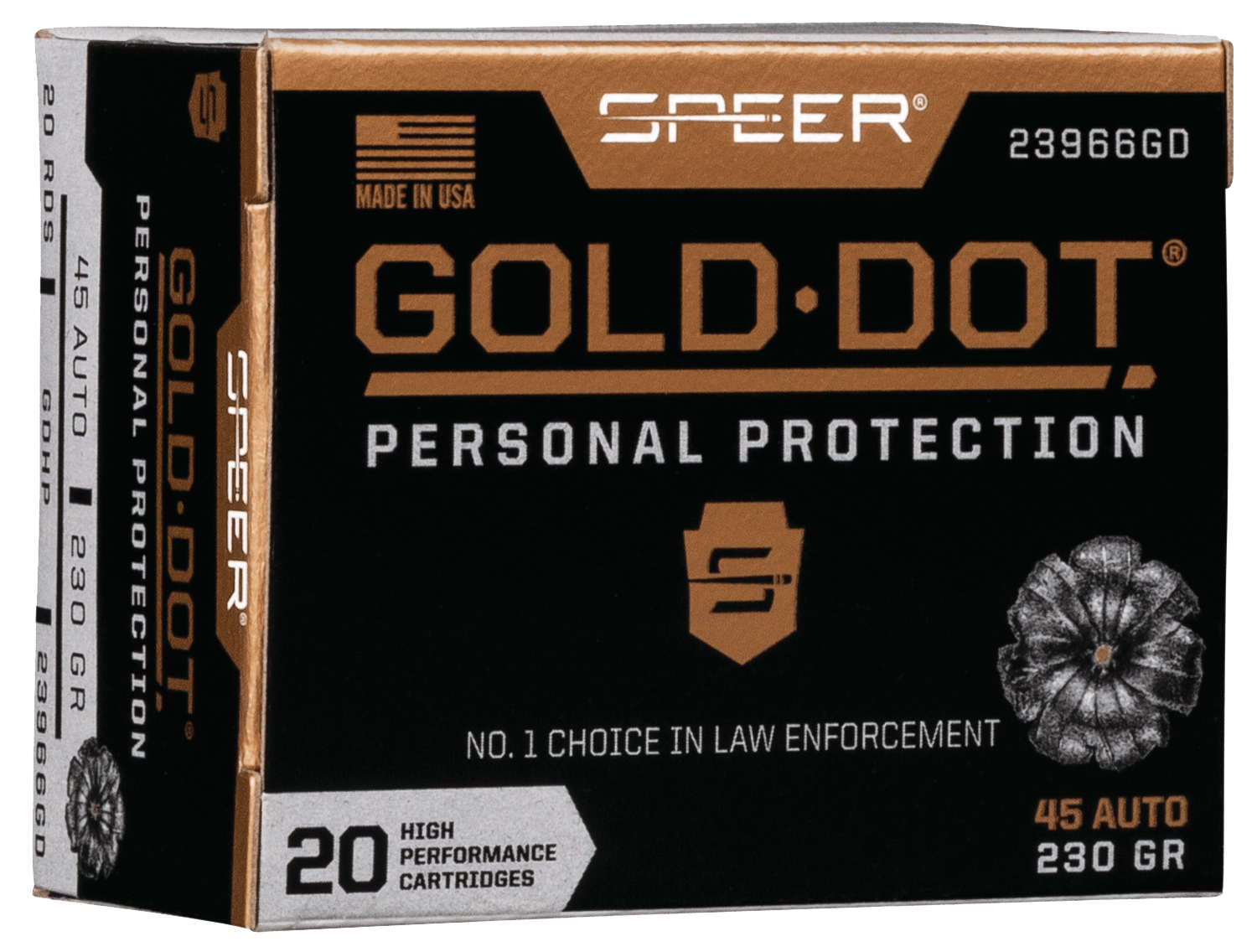 Speer 23966GD Gold Dot Personal Protection 45ACP 230gr Hollow Point 20 Per Box/10 Case
