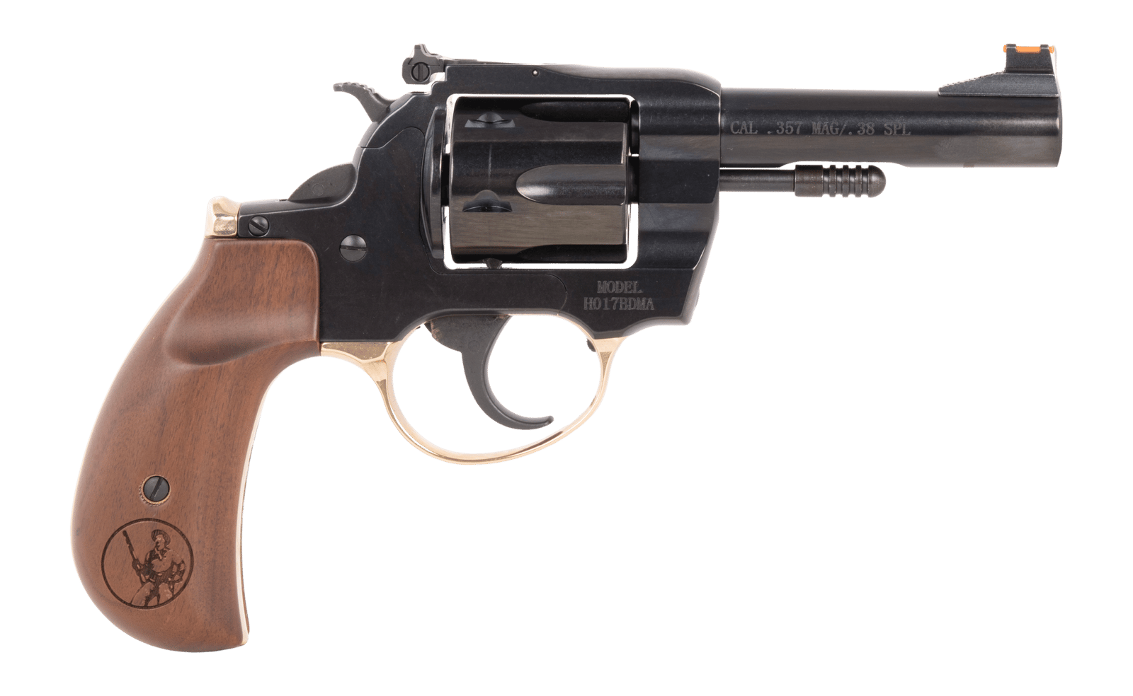 Henry H017BDMA Big Boy Deadeye 357 Mag/38 Special 6 Shot 4" Blued Round Barrel, Blued Cylinder, Blued Polished Steel Frame, American Walnut Birdshead Grip, Transfer Bar Safety, Exposed Hammer