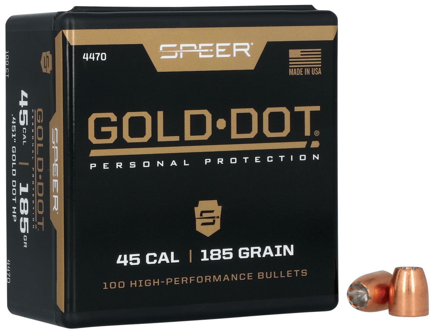 Speer 4470 Gold Dot Personal Protection 45Cal 185gr Hollow Point 100 Per Box/5 Case