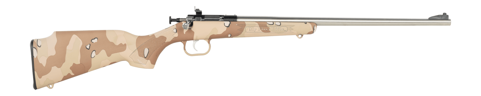 Crickett KSA2179 My First Rifle Gen2 22 LR 1rd 16.13" Stainless Single Shot Barrel, Drilled & Tapped Receiver, Hydrodipped Desert Storm Camo, Fixed Synthetic Stock