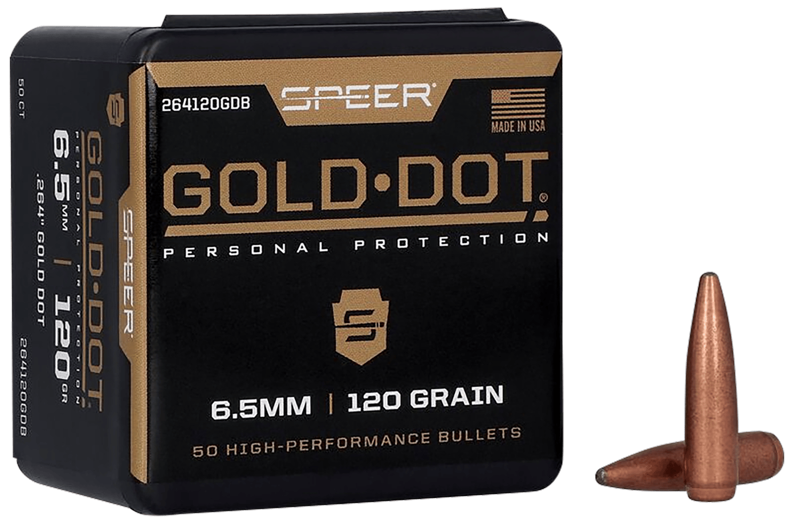 Speer 264120GDB Gold Dot  264Cal 120gr Bonded Soft Point 50 Per Box/20 Case