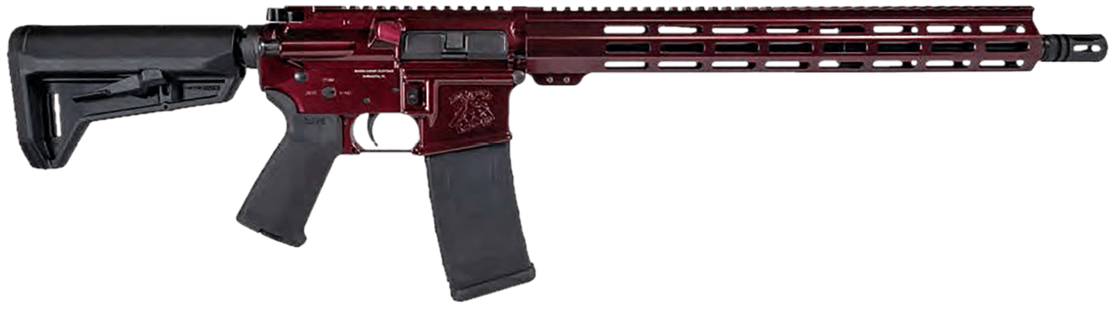 Shark Coast Tactical 300-040-1000-00 Blaze  5.56 NATO 30+1 16" Black Nitride Threaded Barrel, Red Blaze Cerakote Picatinny Rail Aluminum Receiver, Magpul SL-K Black Polymer Stock, Black Polymer Grip