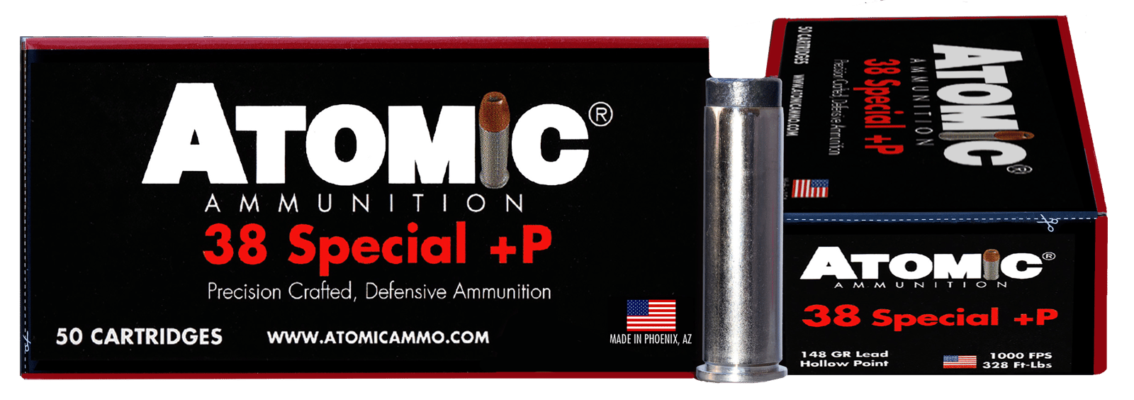 Atomic Ammunition 00419 Pistol Precision Craft 38Special +P 148gr Lead Hollow Point 50 Per Box/10 Case
