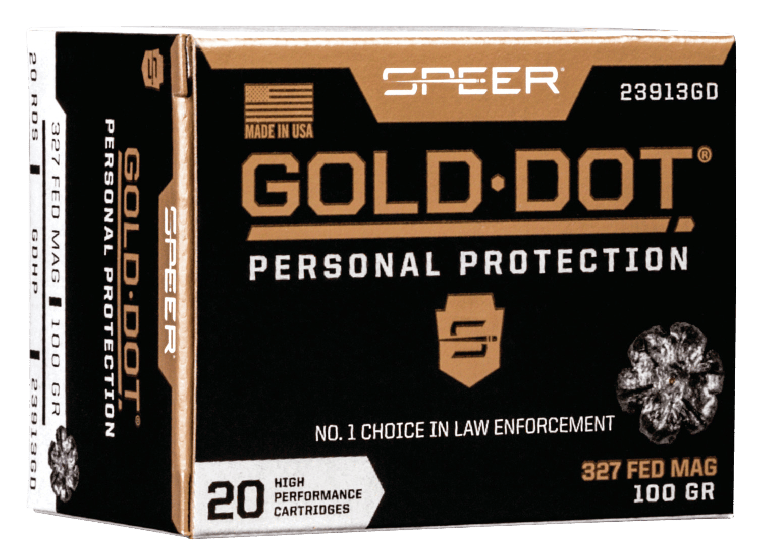 Speer 23913GD Gold Dot Personal Protection 327FederalMag 100gr Hollow Point 20 Per Box/10 Case
