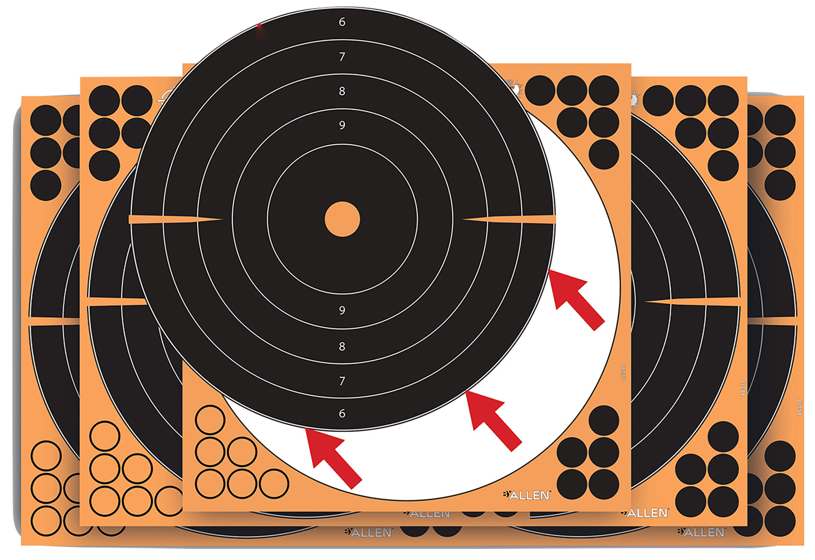 EZ-Aim 1531710 Splash Reactive  Self-Adhesive Paper Black/Orange  12"x12" Bullseye 10 Pack