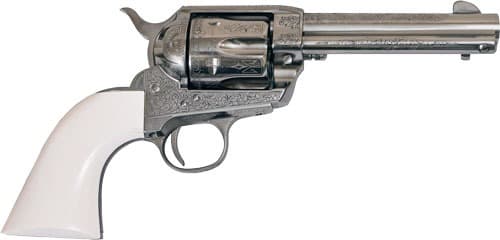 CIMARRON FRONTIER 45LC PW FS 4.75" ENGRAVED NICKEL/IVORY
