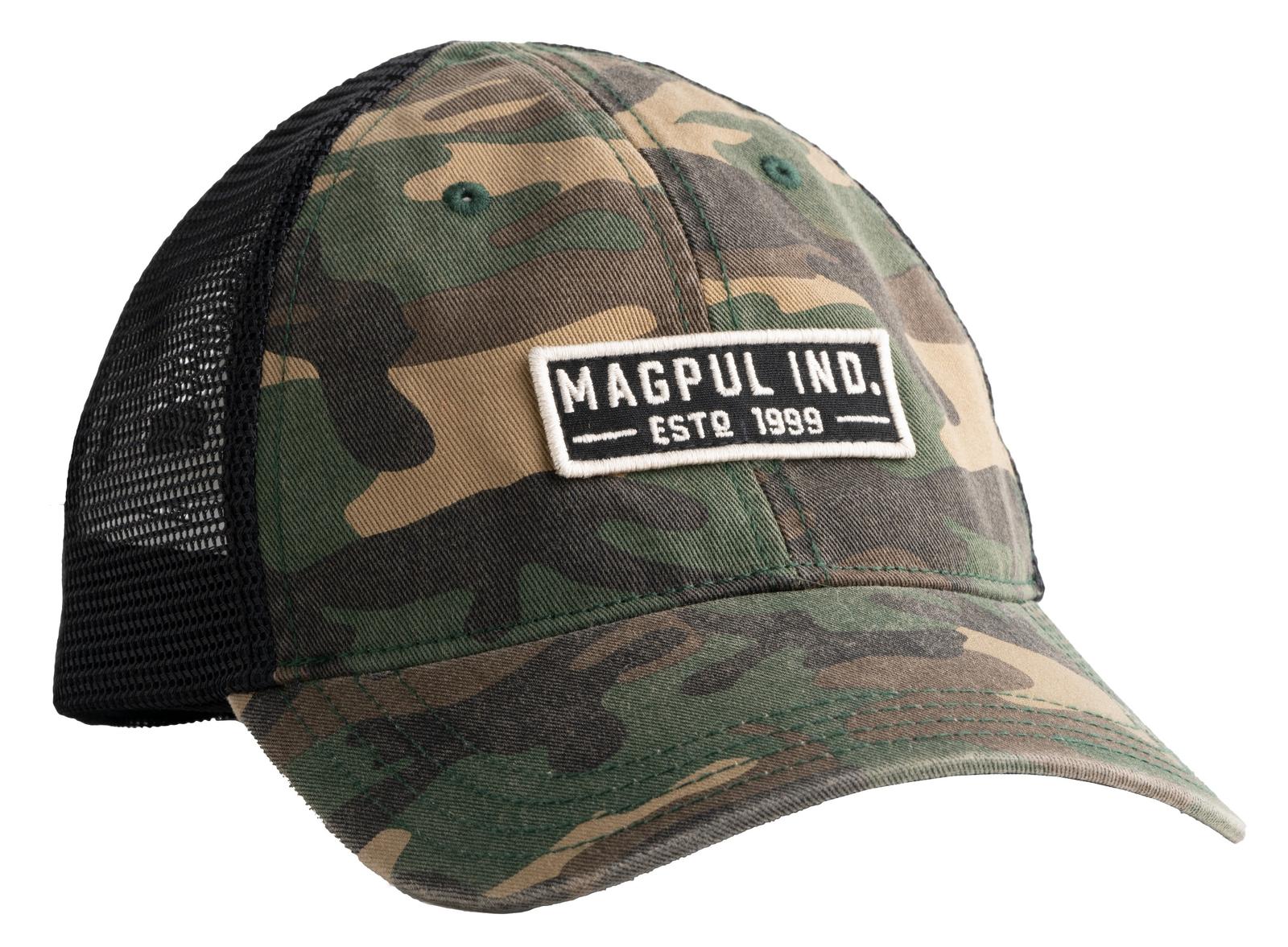 Magpul MAG1260-964 Established Garment Trucker Hat Woodland Camo Adjustable Snapback OSFA Embroidered Patch