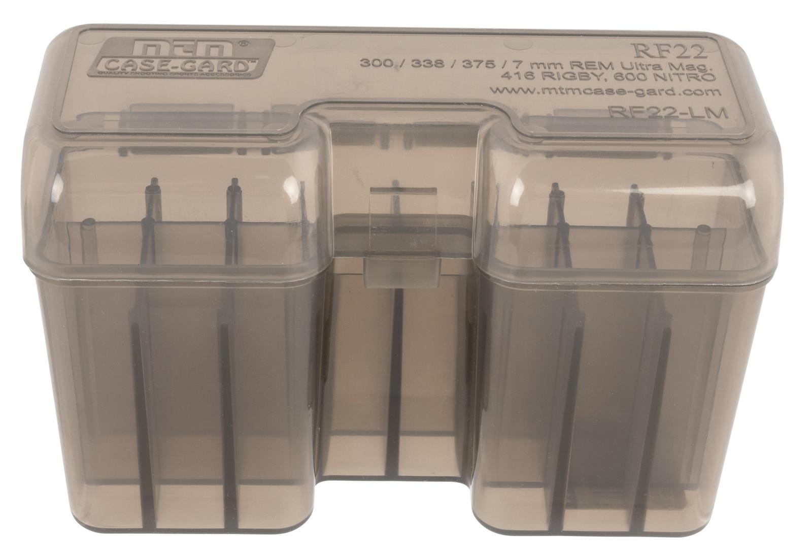 MTM Case-Gard RF22LM41 Ammo Box Flip-Top Multi Caliber Rifle Clear Smoke Polypropylene 22rd