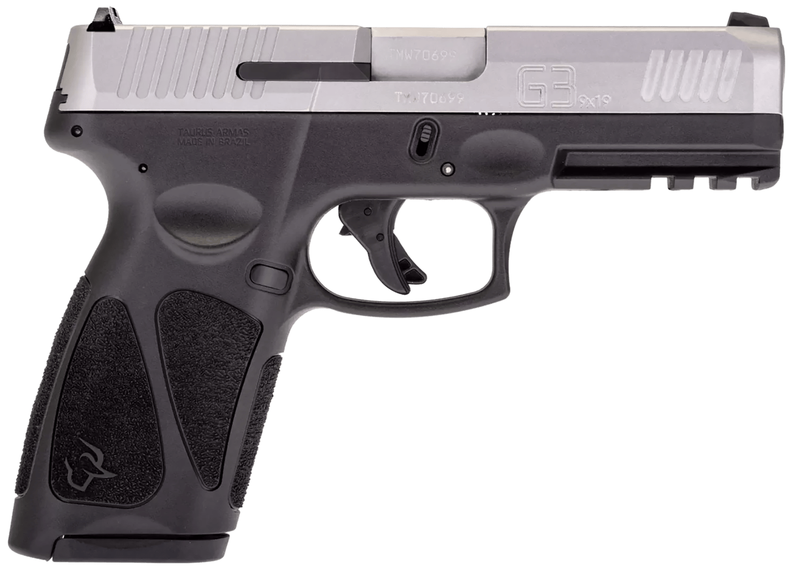 Taurus 1G3B94910 G3  Full Size Frame 9mm Luger 10+1 4" Matte Stainless Steel Barrel, Matte Serrated Stainless Steel Slide, Black Polymer Frame w/Picatinny Rail, Black Polymer Grip, Right Hand