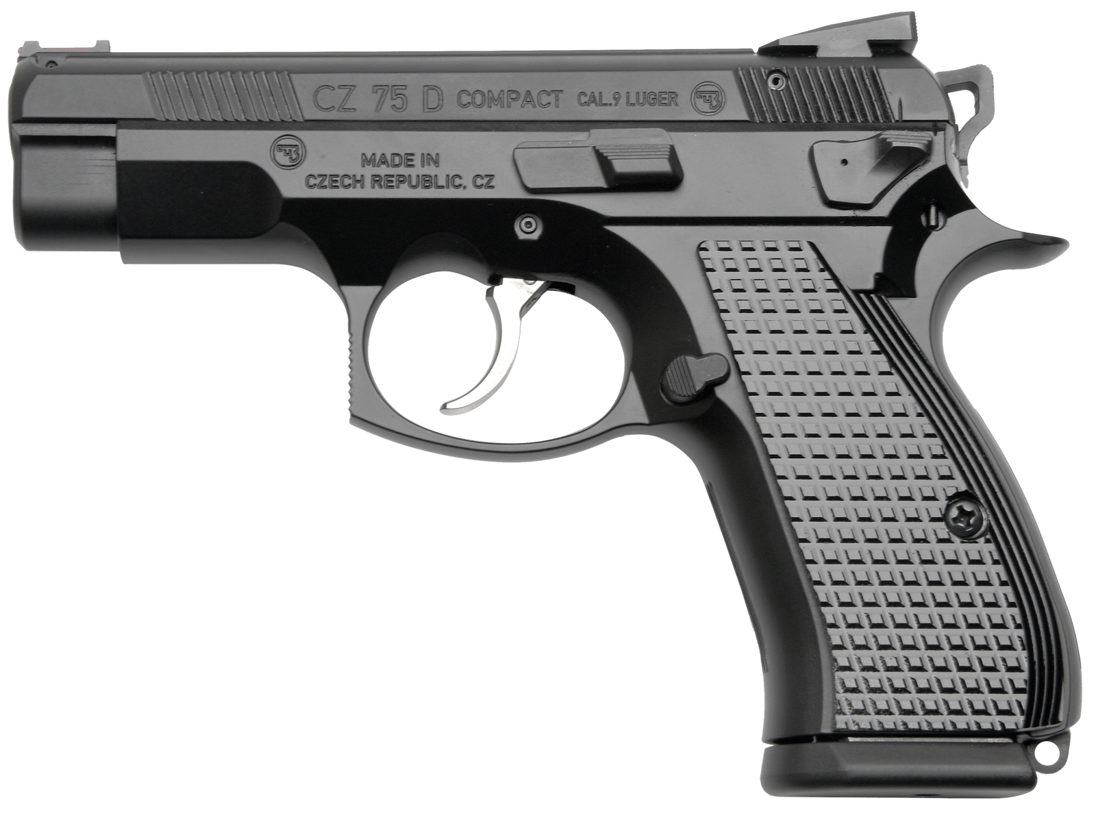 Cz Custom Shop 91048 CZ 75 D PCR Compact Frame 9mm Luger 15+1 3.90" Steel Barrel Black, Serrated Black Slide, Polycoat Aluminum Frame w/Beavertail, Black Checkered Aluminum Grip