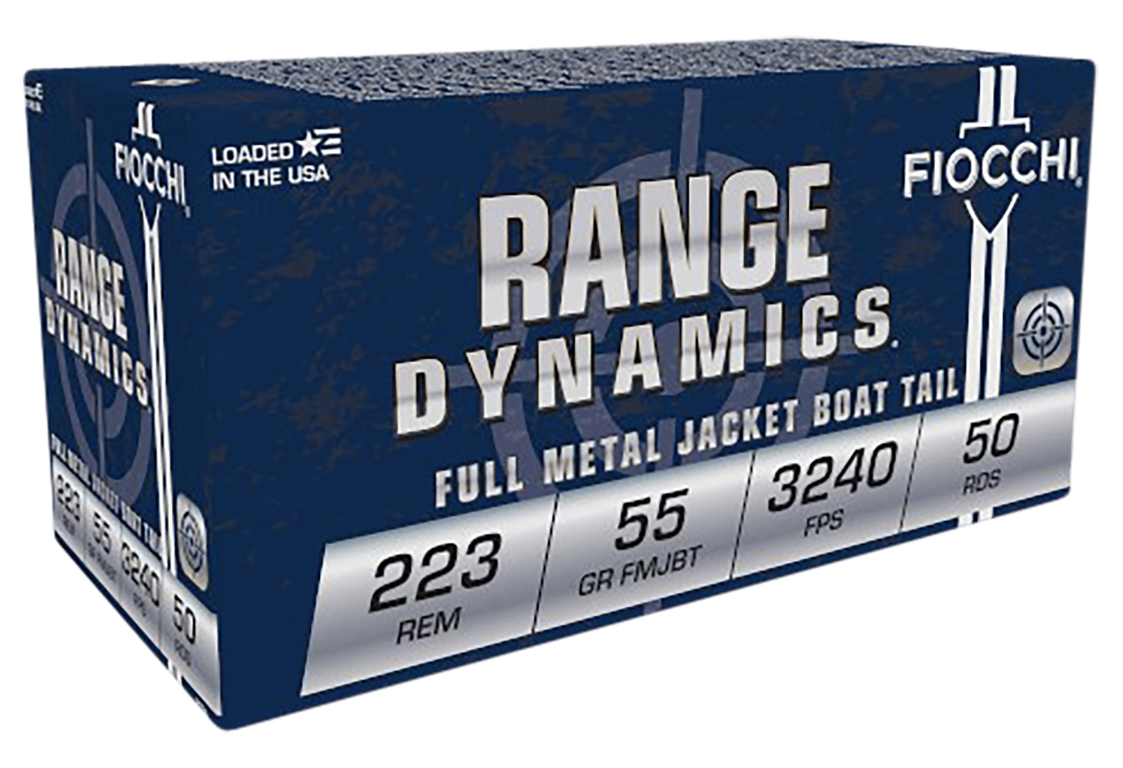 Fiocchi 223A Range Dynamics  223Rem 55gr Full Metal Jacket Boat Tail 50 Per Box/20 Case