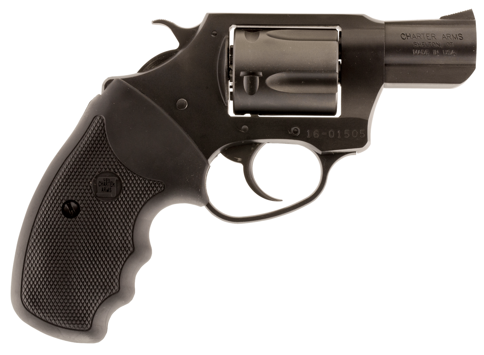 Charter Arms 63820 Undercover  Small 38 Special, 5 Shot 2" Black Nitride Stainless Steel Barrel, Cylinder & Frame, Black Finger Grooved Rubber Grip, Exposed Hammer
