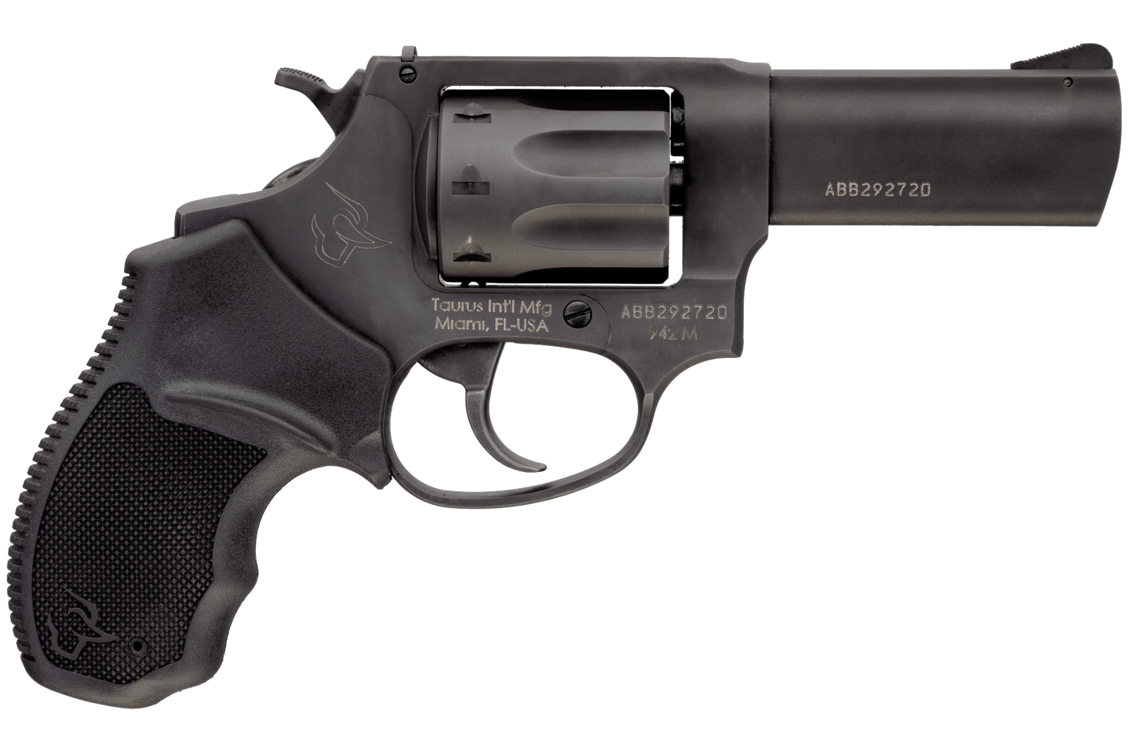 Taurus 2942M031 942  22 WMR 8rd 3" Barrel, Overall Matte Black Finish Steel & Finger Grooved Black Polymer Grip