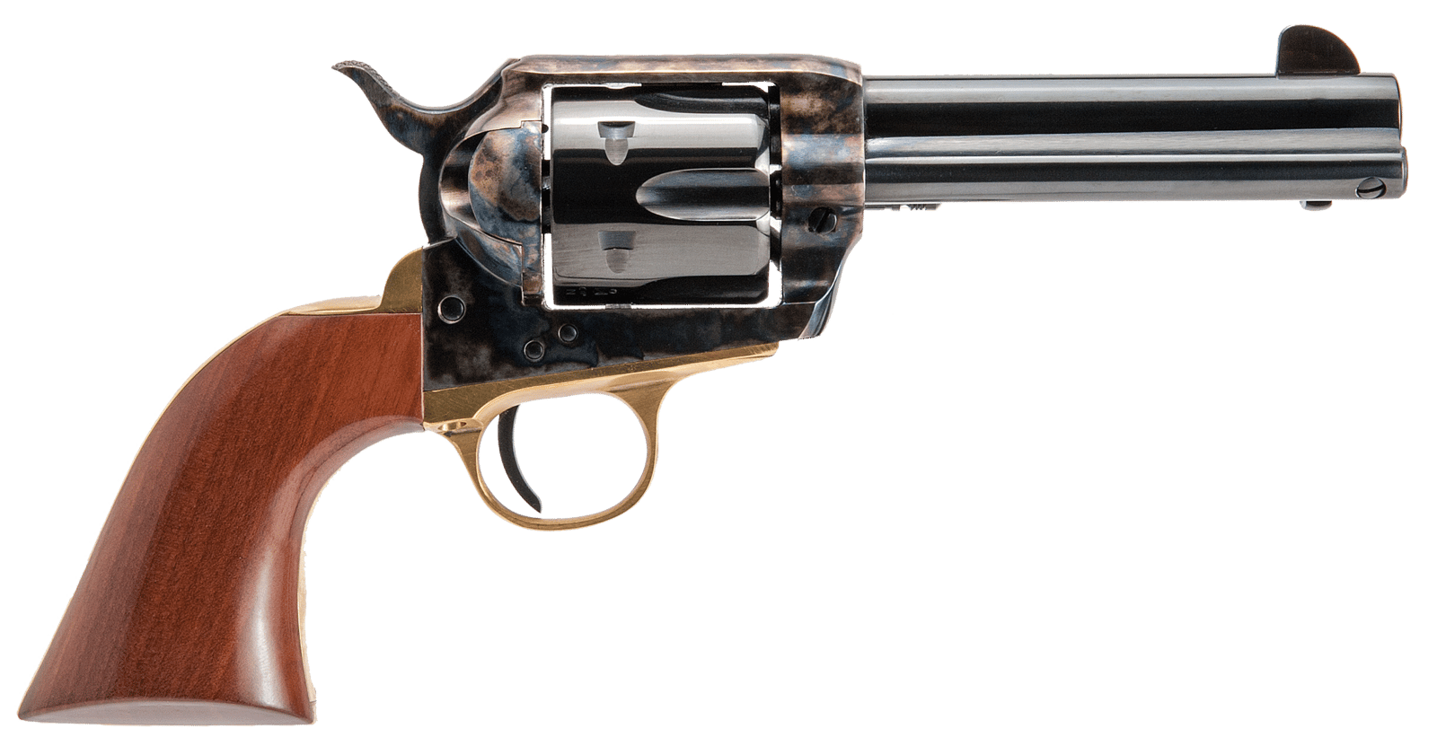Cimarron PPP357 Pistolero 38 Special 6 Shot 4.75" Blued Steel Barrel, Blued Cylinder, Color Case Hardened Steel Frame, Walnut Grip, Exposed Hammer