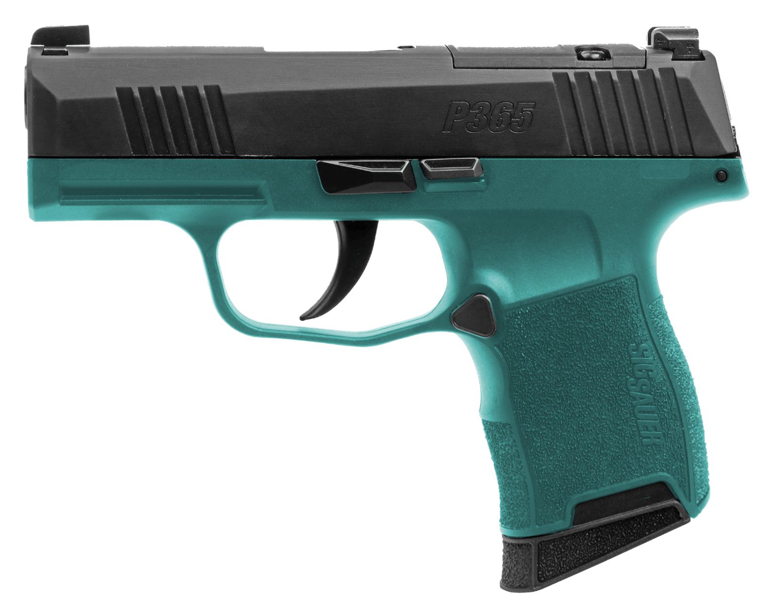 Sig Sauer 365-9-BXR3-BB P365 Bama Breeze 9mm Luger 10+1 3.10" Black DLC Barrel, Black Nitron Stainless Steel Optic Ready/Serrated Slide, Teal Cerakote Stainless Steel Frame w/Accessory Rail, Polymer G