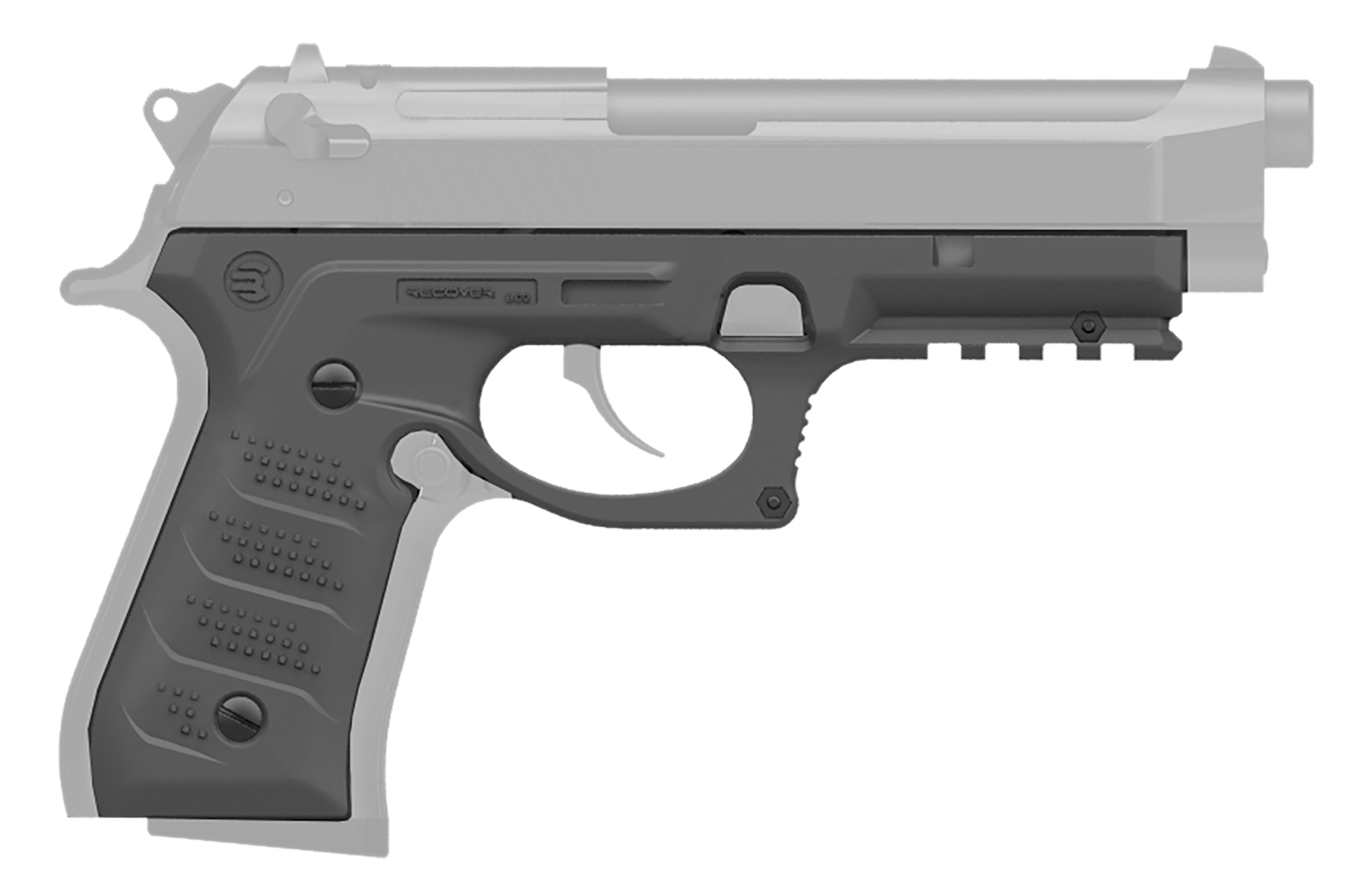 Recover Tactical BC2-04 Grip & Rail System  Gray Polymer Picatinny  for Most Beretta 92 & M9 Models