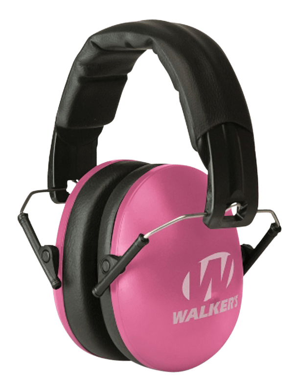 Walker's GWPYWFM2PNK Folding Muff  27 dB Over the Head Pink/Black Polymer Fits Youth/Women