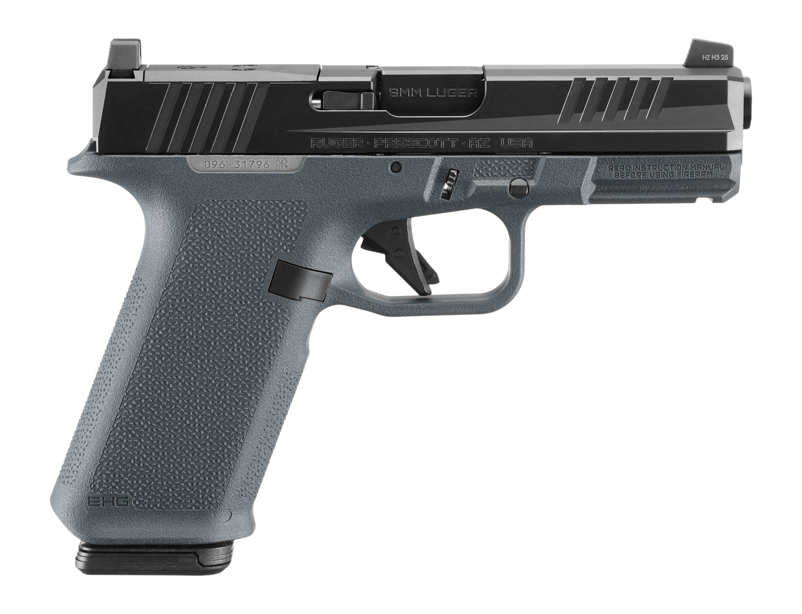 Ruger 19441 RXM  9mm Luger 17+1 4" Black FNC Nitride Alloy Steel Barrel & Optic Ready/Serrated Slide, Stealth Gray Polymer Frame w/Accessory Rail, Textured Grip, RMR/RMSc/DeltaPoint Pro Footprint