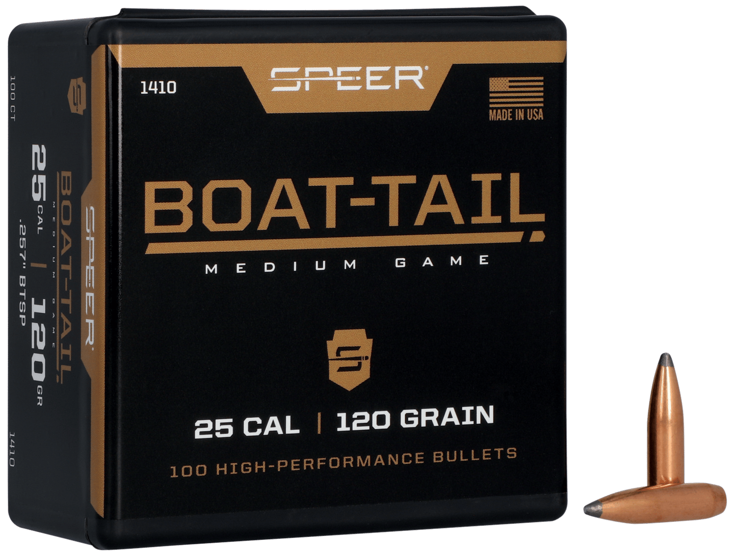 Speer 1410 Boat-Tail  25Cal 120gr Jacketed Soft Point Boat Tail 100 Per Box/5 Case