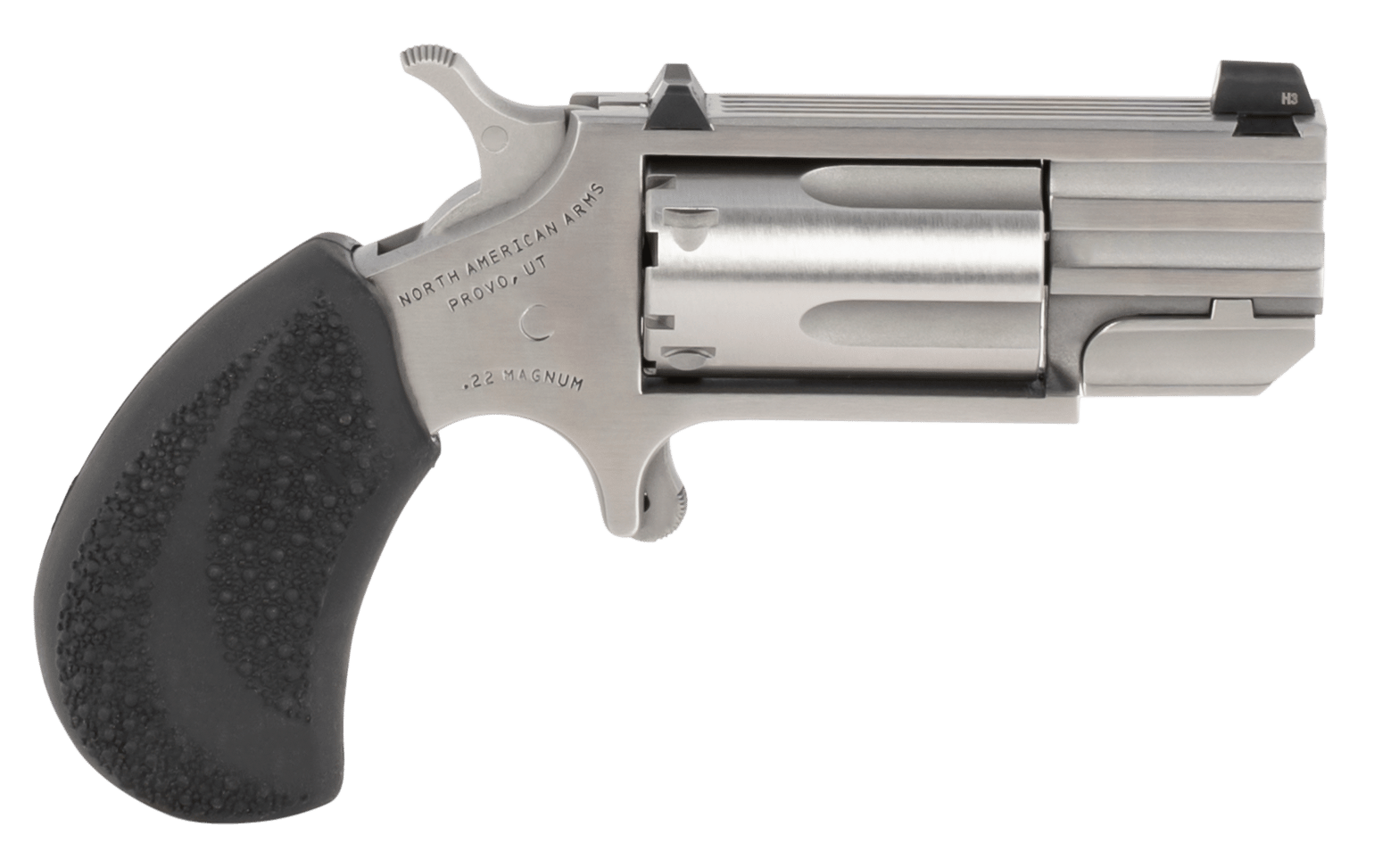 North American Arms PUGTC Pug Conversion 22 LR/22 WMR 5 Shot 1" Stainless Steel Barrel, Stainless Steel Frame, Stainless Cylinder, Black Rubber Grip, Exposed Hammer, XS Tritium Sight