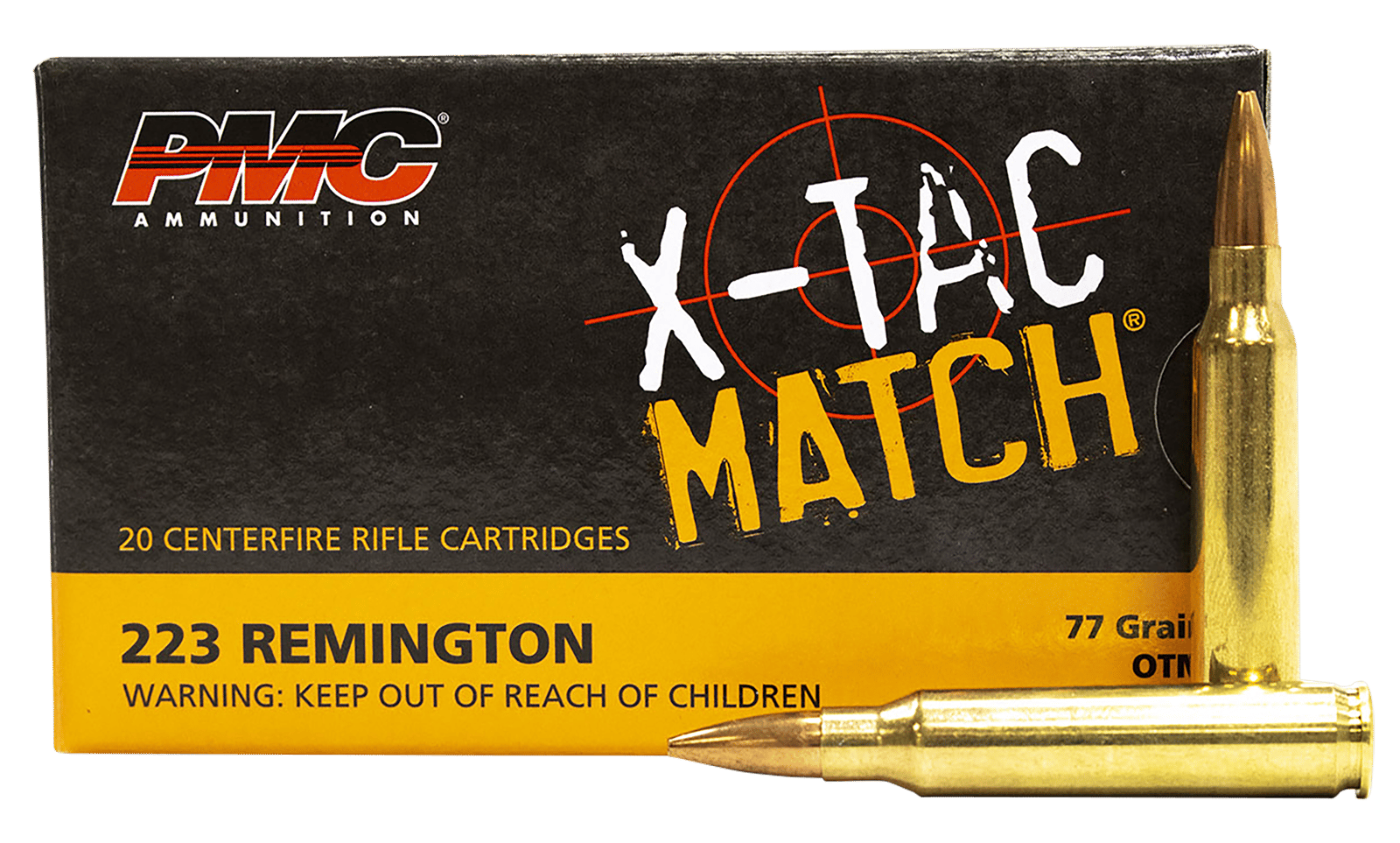 PMC 223XM X-Tac Match  223Rem 77gr Open Tip Match 20 Per Box/10 Case