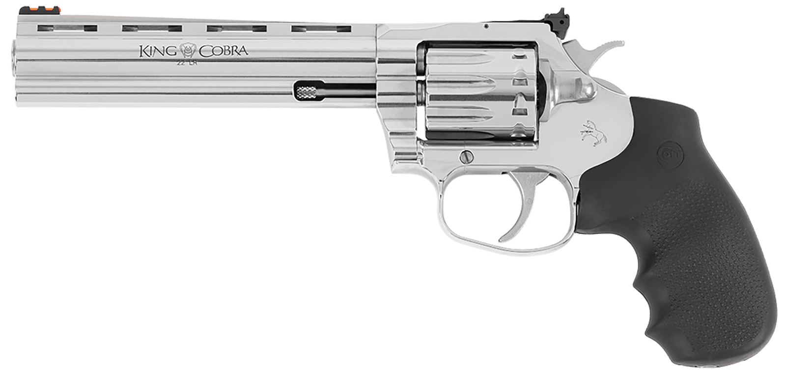 Colt Mfg KCOBRA22-SP6RFO King Cobra Target 22 LR 10rd 6" Stainless Steel Barrel, Cylinder & Frame, Black Hogue Overmolded Grips