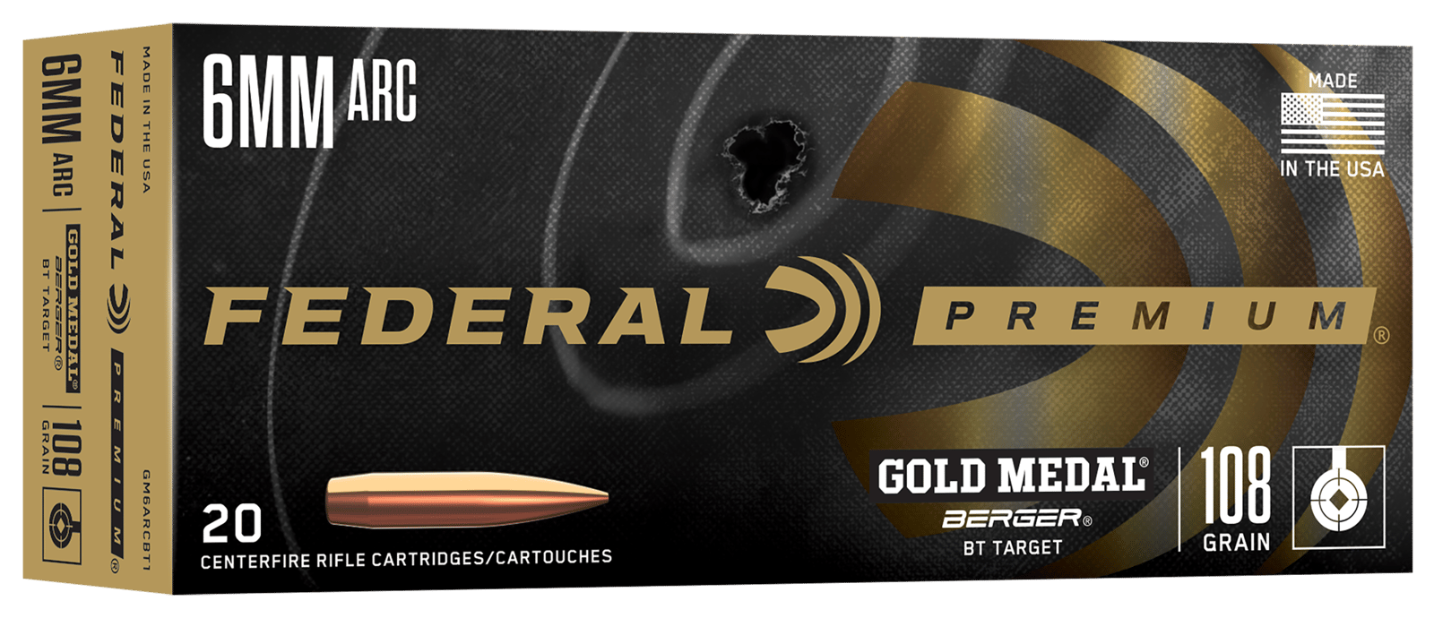 Federal GM6ARCBT1 Gold Medal  6mmARC 108gr 20 Per Box/10 Case