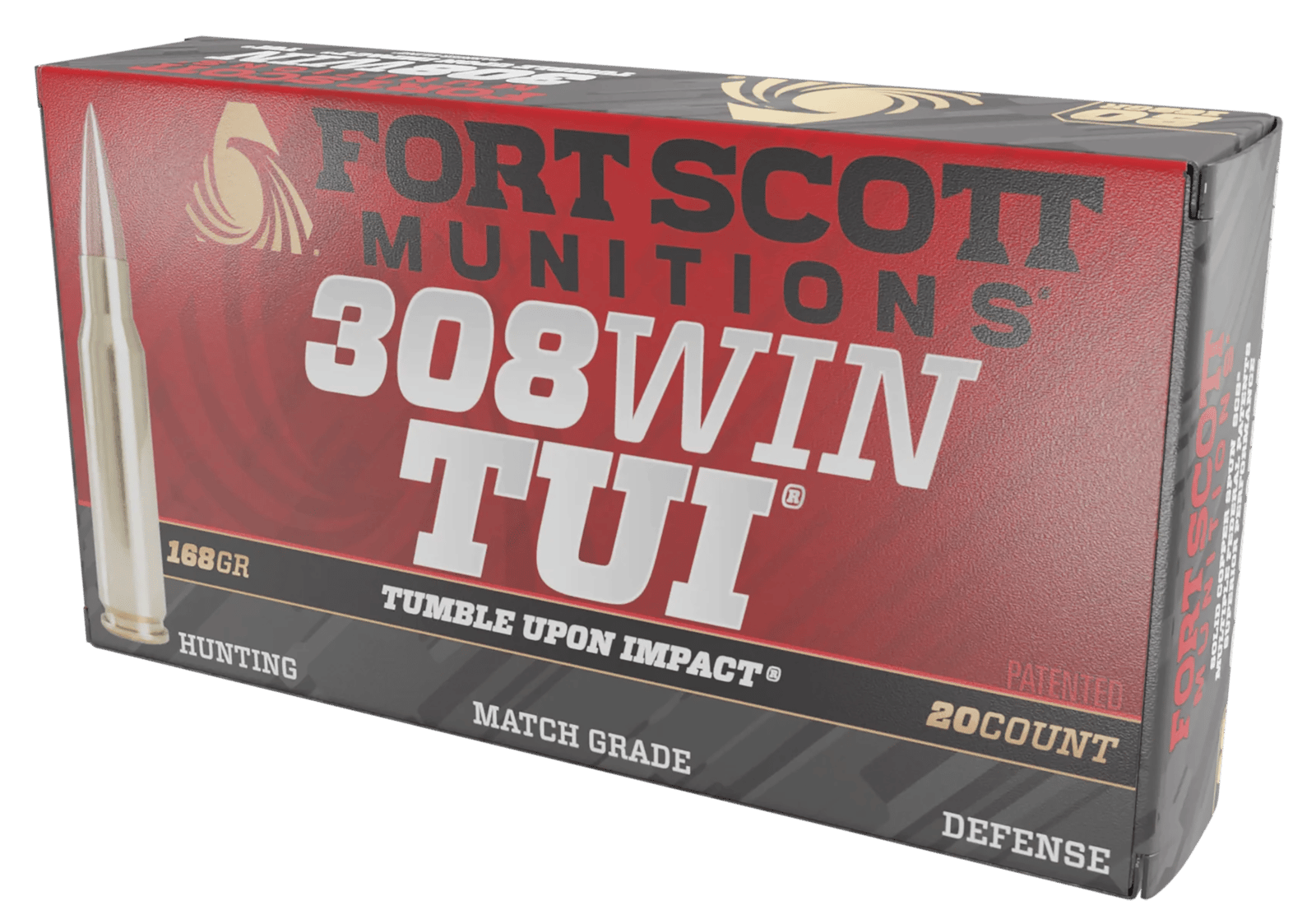 Fort Scott Munitions 308168SCV Tumble Upon Impact (TUI) Brush Hog 308Win 168gr Solid Copper Spun 20 Per Box/10 Case