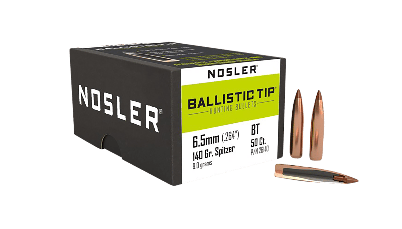 Nosler 26140 Ballistic Tip  6.5Creedmoor 140gr Spitzer Point 50/Box