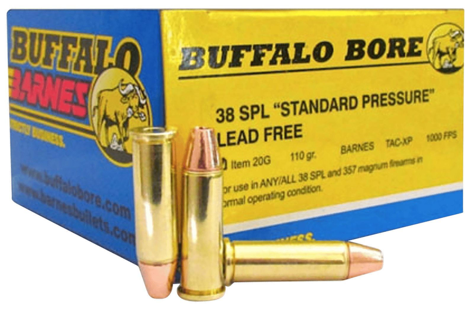 Buffalo Bore Ammunition 20G20 Standard Pressure Strictly Business 38Special 110gr Barnes TAC-XP Lead Free 20 Per Box/12 Case