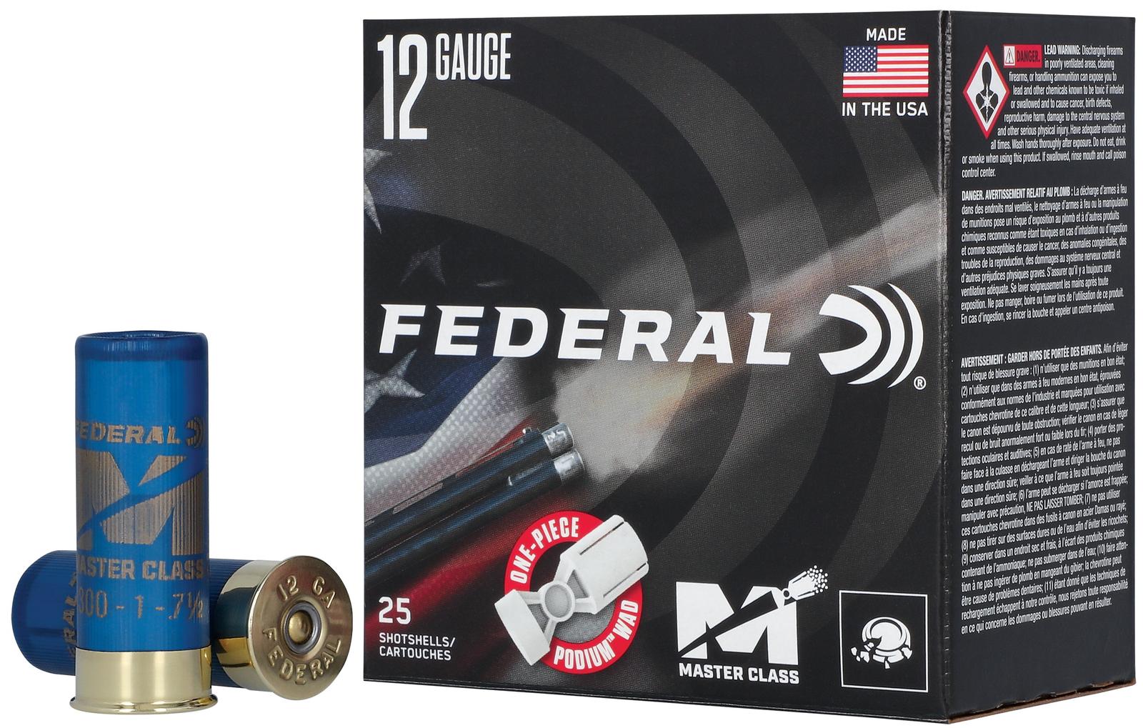 Federal MC12H175 Master Class High Over All 12Gauge 2.75" 1 1/8oz 7.5Shot 25 Per Box/10 Case