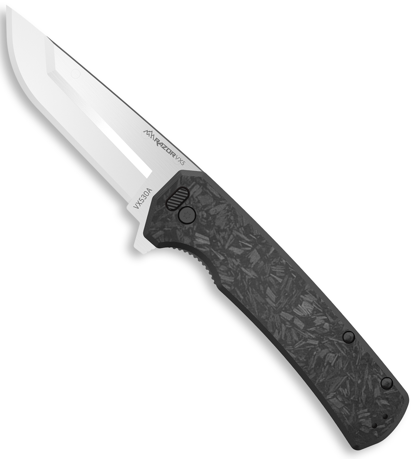 Outdoor Edge VX530A Razor VX5 EDC 3" Folding Plain Satin 420J2 SS Blade, Black Carbon Fiber/G10 Handle