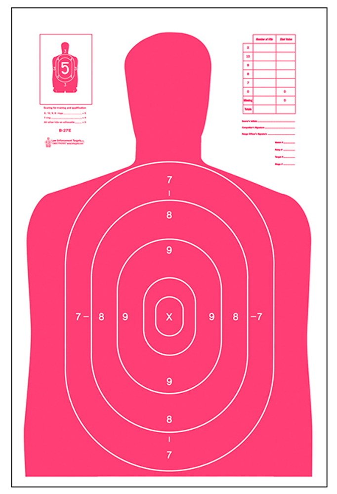 Action Target B27ERD100 Qualification High Visibility Fluorescent Silhouette Paper 23" x 35" Red/White 100 Per Box