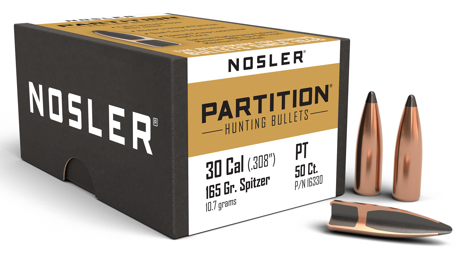 Nosler 16330 Partition  30Cal 165gr Spitzer 50/Box