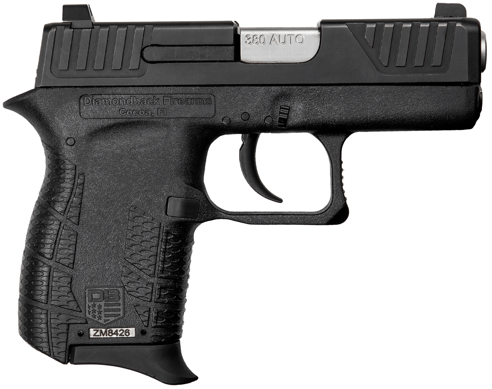 Diamondback DB0100E002 DB380 Gen4 Micro-Compact Frame 380 ACP 6+1, 2.80" Stainless Steel Barrel, Black Nitride Serrated Stainless Steel Slide, Black Polymer Frame w/Beavertail & Grip