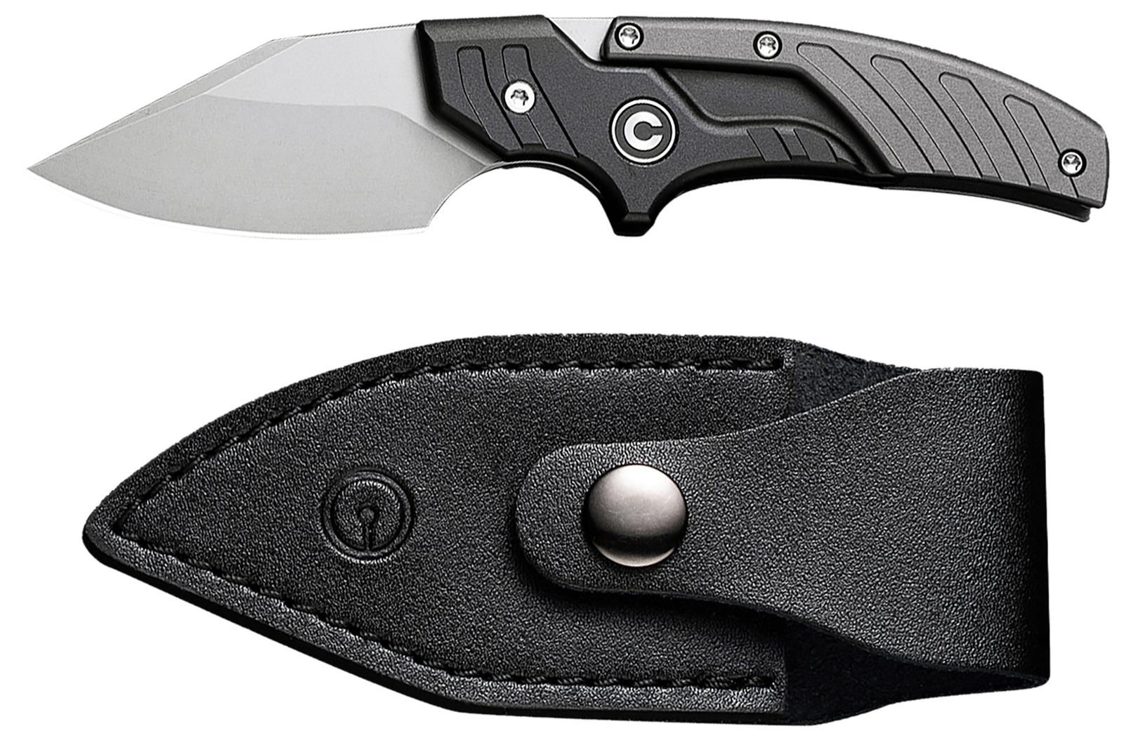 Civivi Knives C21036-3 Typhoeus  2.27" Adjustable Fixed Stonewashed Plain 14C28N Steel Blade, 3.98" Black/Gray Textured Aluminum Handle