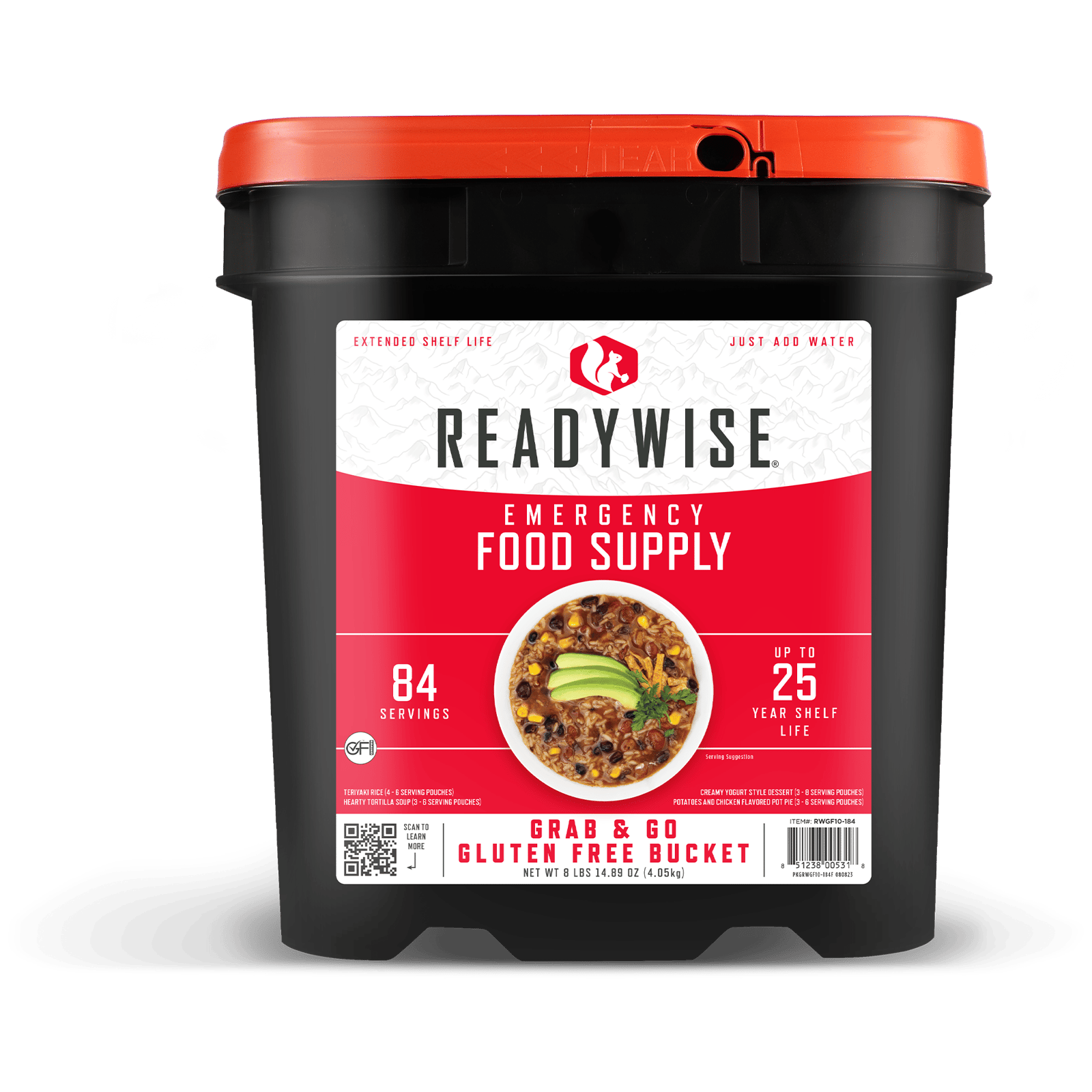 ReadyWise RWGF01184 Gluten Free Freeze Dried Entrees 84 Servings Per Bucket