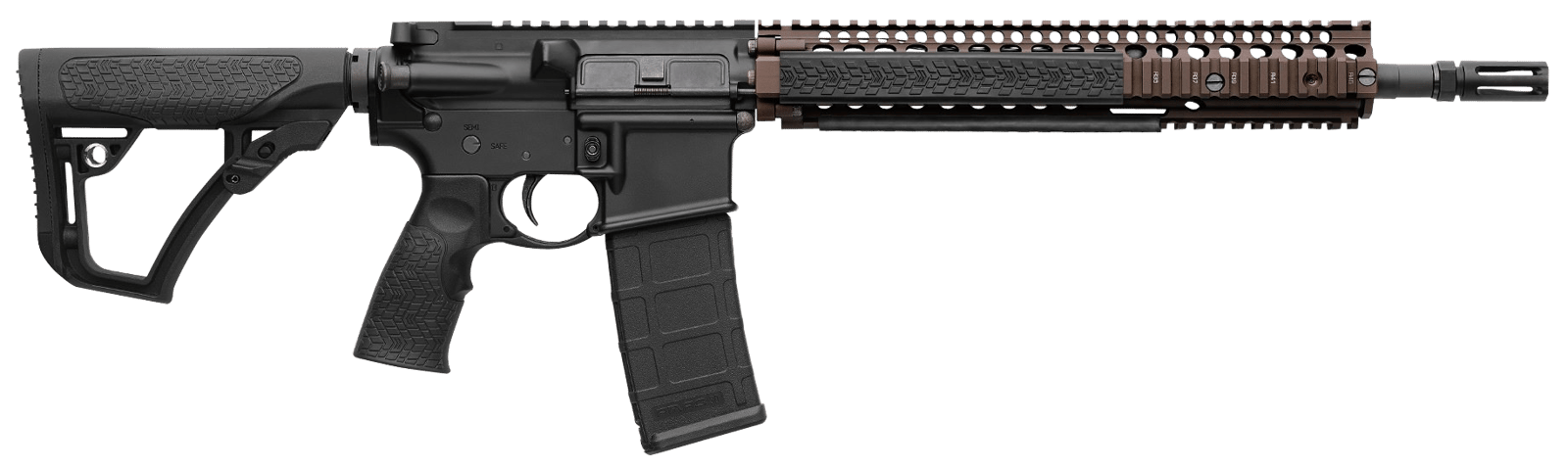 Daniel Defense 0208806027011 DDM4 M4A1 5.56x45mm NATO 30+1 14.50" Threaded Barrel, Black Hard Coat Anodized Receiver, 6 Position Stock w/SoftTouch Overmolding, Flat Dark Earth Handguard