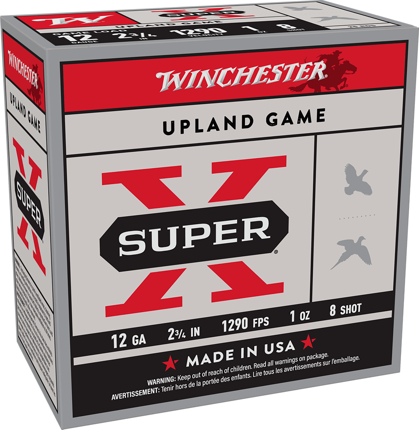 Winchester Ammo XU128 Super X Game Load 12 Gauge 2.75" 1oz 8Shot 25 Per Box/10 Case
