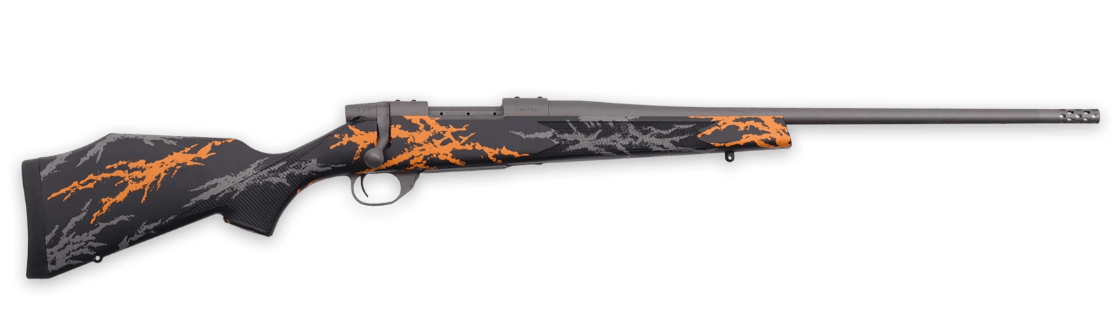 Weatherby VYH222RR2B Vanguard Hunter Compact 22-250 Rem 4+1 20" + 2" Tungsten Cerakote Threaded Barrel, Tungsten Cerakote Drilled & Tapped Receiver, Black w/Gray & Orange Accents Monte Carlo Polymer S