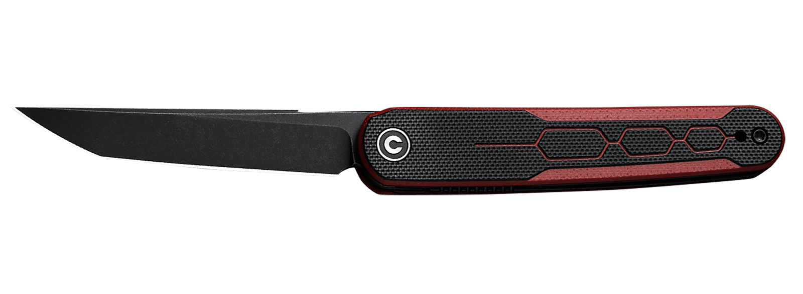 Civivi Knives C23015-1 KwaiQ  2.97" Folding Plain Black Stonewashed Nitro-V Steel Blade, Black/Burgundy Textured G10 Handle