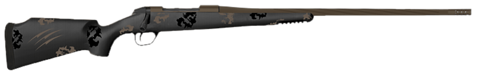 Fierce Firearms TWTROG7PRC22BT Twisted TI Rogue 7mm PRC 22" Black Cerakote Steel Threaded Barrel, Black Cerakote Drilled & Tapped Titanium Receiver, LR Negative Comb Trophy Camo Carbon Fiber Stock