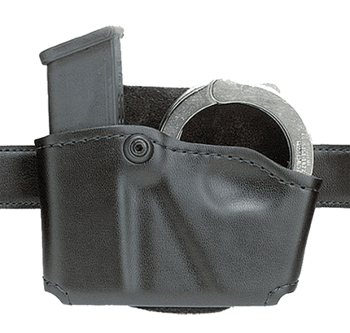 Safariland 5738321 Cuff/Magazine Pouch Compatible w/Beretta 8045F Belt Clip Mount Black Leather