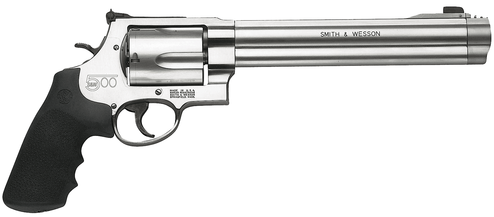 Smith & Wesson 163500 Model 500  500 S&W Mag Stainless Steel 8.38" Barrel & 5rd Cylinder, Satin  Stainless Steel X-Frame, Fixed Compensator, Internal Lock