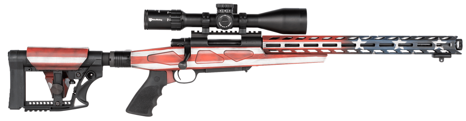 Howa HFLG30816 M1500 APC Chassis Gen2 308 Win 10+1 16.25" Barrel, American Flag Cerakote Receiver, American Flag 6 Position Luth-AR MBA-4 with Aluminum Chassis Stock, Black Polymer Grip